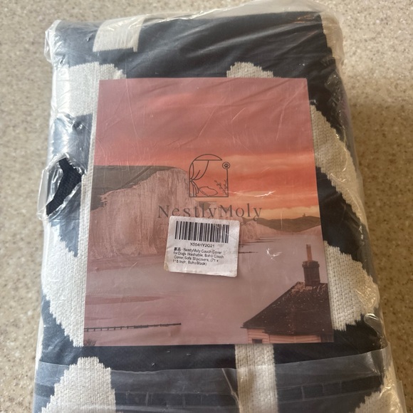 Nestly Moly Boho Farmhouse Couch Cover 71''x118'', 1 pc Washable Sofa Cover - Picture 8 of 9